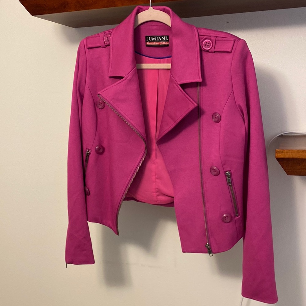 Beautiful moto like jacket in magenta fully lined